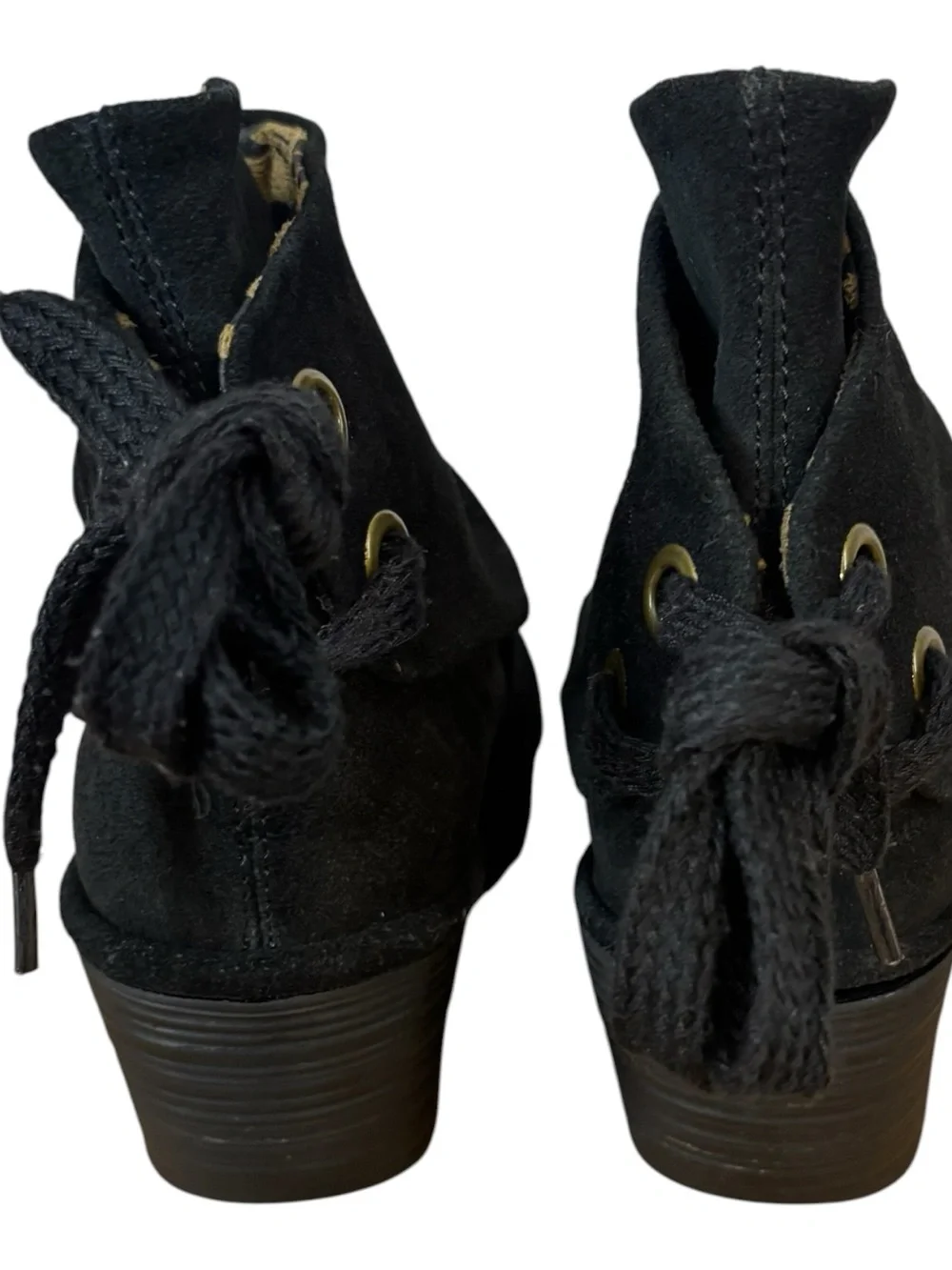 Fly London Womens Wedge Ankle Boots Shoes Black Suede Tie Back US 8.5 EU 39